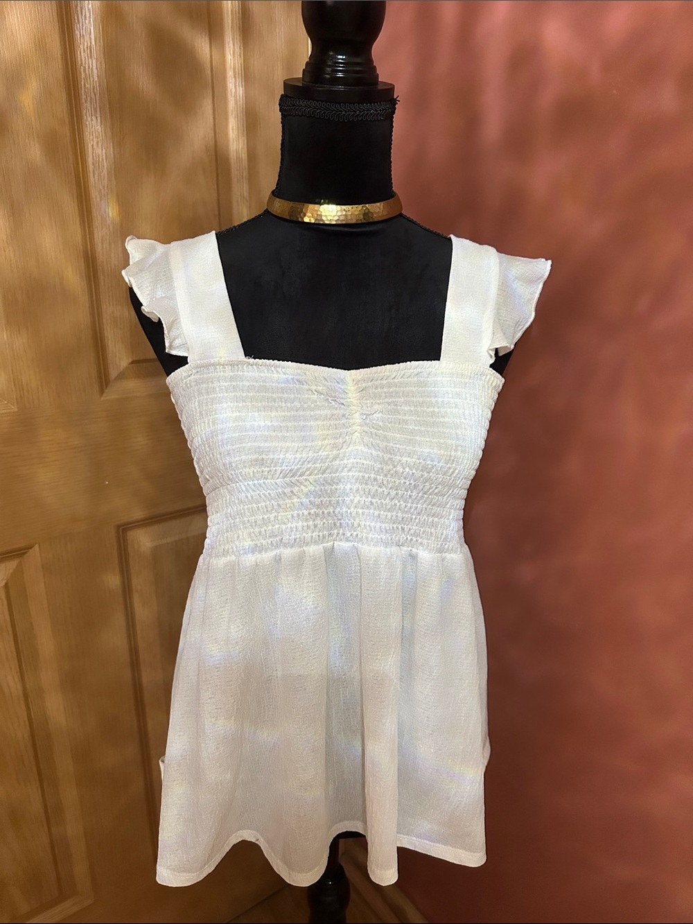 Love + Joy White Smocked Top - Elastic Bodice